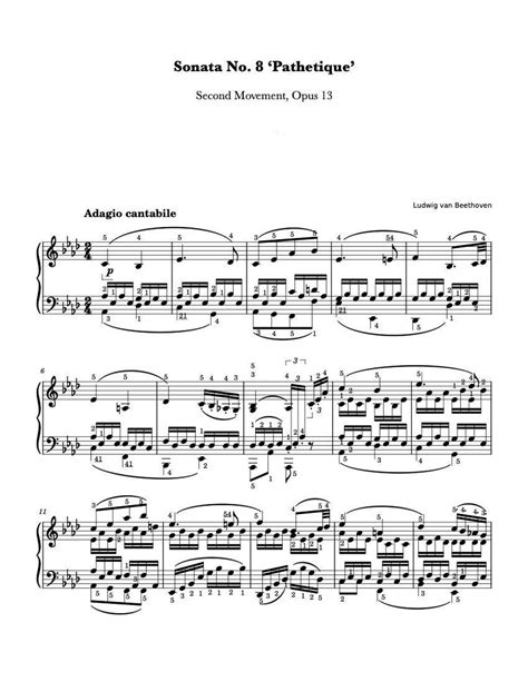 Piano Music Sheets - Piano Sonata No. 8 in C Minor - Opus 13 - Second ...