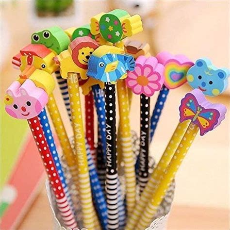 PARTEET Cartoon Printed Pencils with Eraser for Kids (Pack of 24 ...