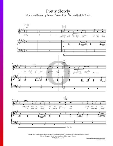 Pretty Slowly (Benson Boone) Piano Sheet Music - OKTAV