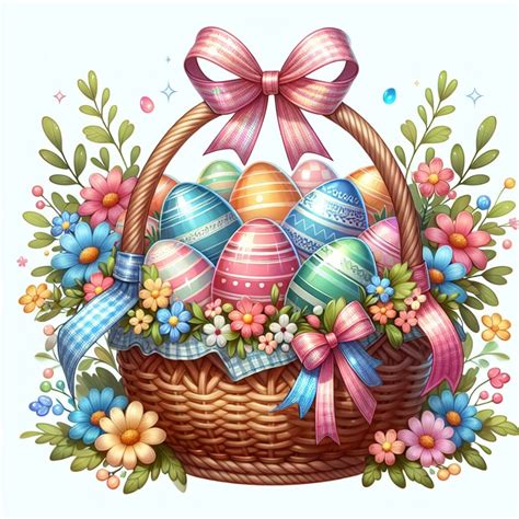 Colorful Easter Eggs in a Basket