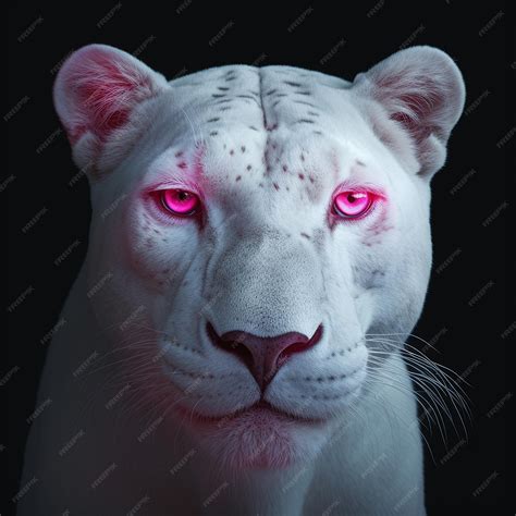 Premium AI Image | White Albino Animal panther pink eyes Generative AI
