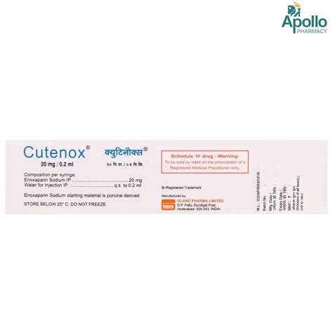 Cutenox 20 Injection 0.2 ml Price, Uses, Side Effects, Composition ...