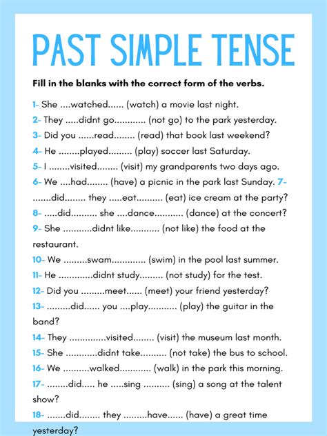 Past Simple Worksheet 的图像结果