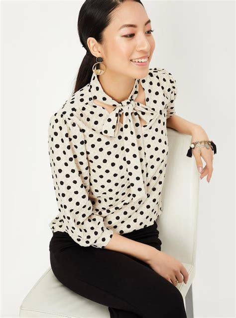 Buy Women Polka Dot Tie-Up Neck Top Online at just Rs. 799.0 ...