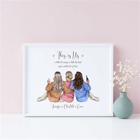 Best Friends Personalized Print Custom 3 Friend Prints Three - Etsy UK