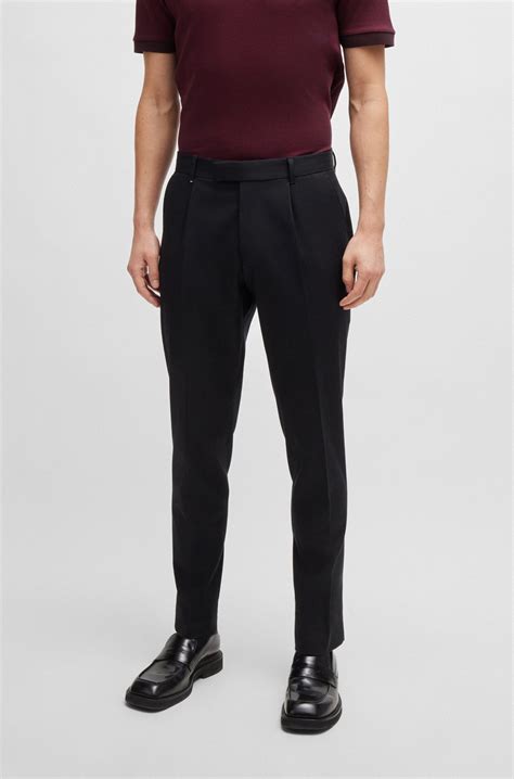 BOSS - Relaxed-fit trousers in stretch fabric with pleat front