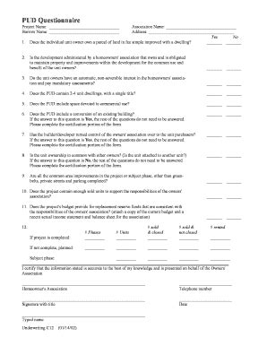Pud Questionnaire Form - Fill and Sign Printable Template Online