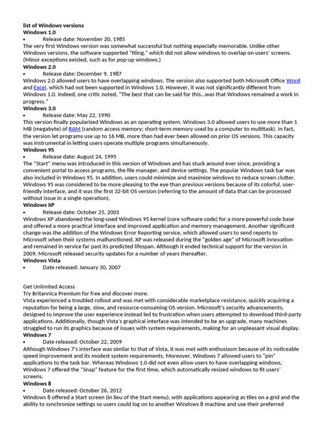 Windows Operating System Version List 的图像结果