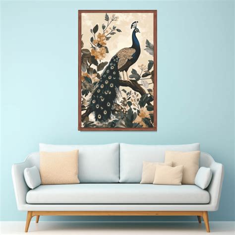 Royal Peacock Canvas Wall Art | Botanical Nature Decor – Memories Insite