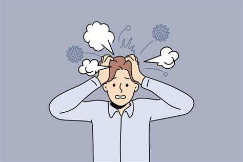 Exhausted businessman with chaos and mess in head suffer from nervous breakdown. Tired emotional ...