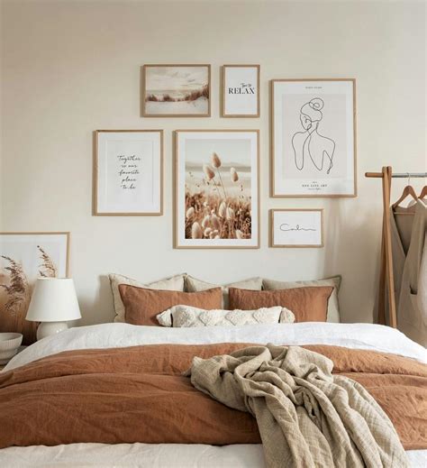 Cozy Bedroom Gallery Wall | Earthy Tone Bedroom Art Prints | Poster ...