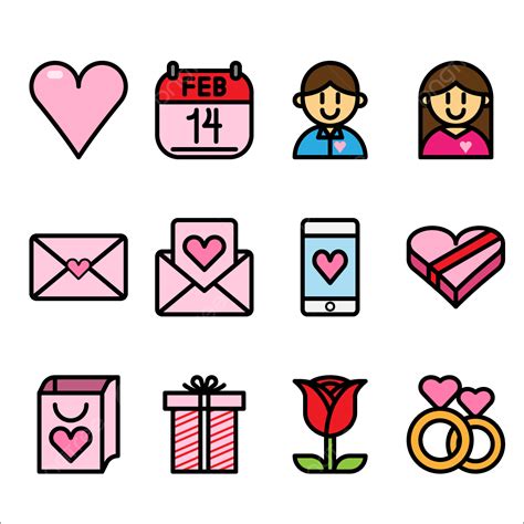 รูปชุดไอคอนวันวาเลนไทน์ PNG , รัก, วัน, หัวใจภาพ PNG และ เวกเตอร์ ...