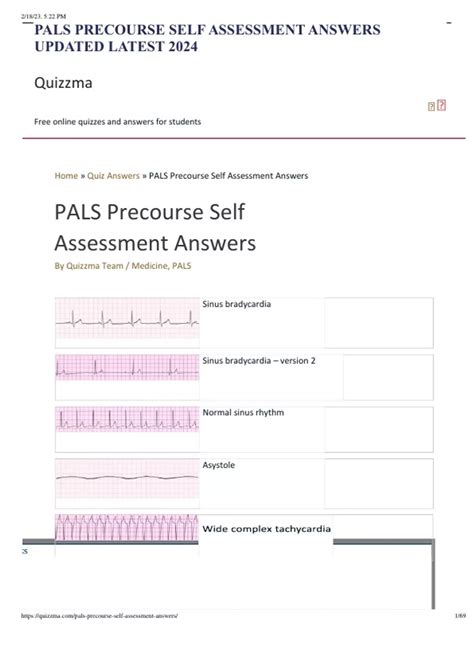 PALS PRECOURSE SELF ASSESSMENT ANSWERS UPDATED LATEST 2024 - NURSING ...