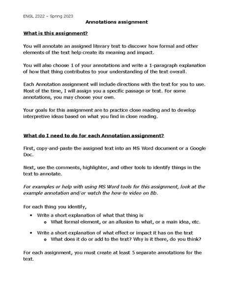 2322 S23 Annotations - directions - ENGL 2322 – Spring 2023 Annotations ...