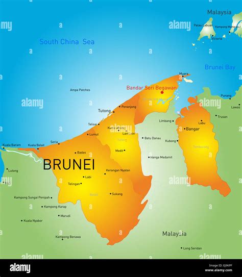Bandar Seri Begawan Brunei Map Silhouette Of Brunei Country Map.