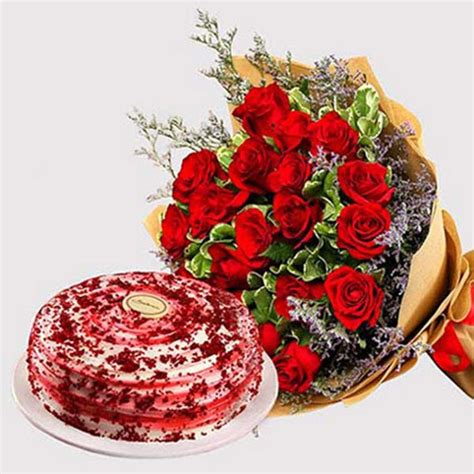 Send Red Roses And Red Velvet Cake Combo Online - GAL19-94555 | Giftalove