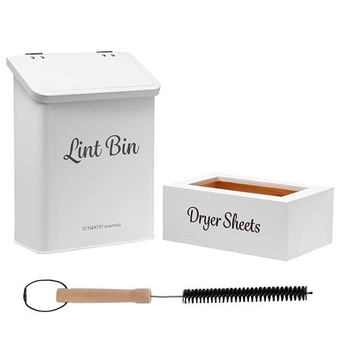 Metal Lint Bin With Lid And Dryer Sheet Holder Set | Desertcart INDIA