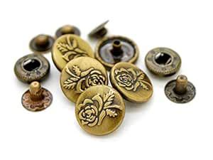 CRAFTMEMORE Rose Snap Fasteners S-Spring Socket Popper Snaps Buttons ...