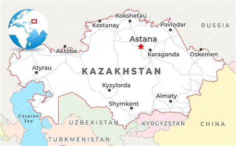 Premium Vector | Kazakhstan 3d map with borders of regions and its capital