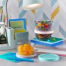 Simply Store ® 6pc 1c Round Glass Storage Set With Assorted Color Lids ...