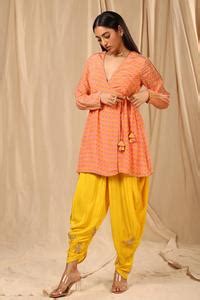 Buy Masaba Pink Wallflower Print Angarkha And Dhoti Pant Set Online ...