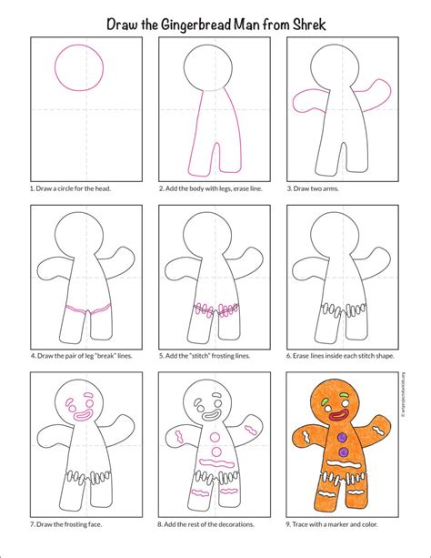 How to Draw the Gingerbread Man from Shrek: Easy Step-by-Step Art Lesson for Kids