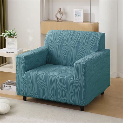 HOKIPO 200gsm Knitting Jacquard Sofa Cover 1 Seater Fully Covered, Sea ...