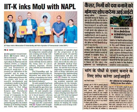 IIT-Kanpur collaborates with NAP Limited for research in bioengineering ...