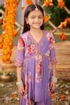 Buy Purple Viscose, Georgette Kiara Floral Pattern Embroidered Kurta ...