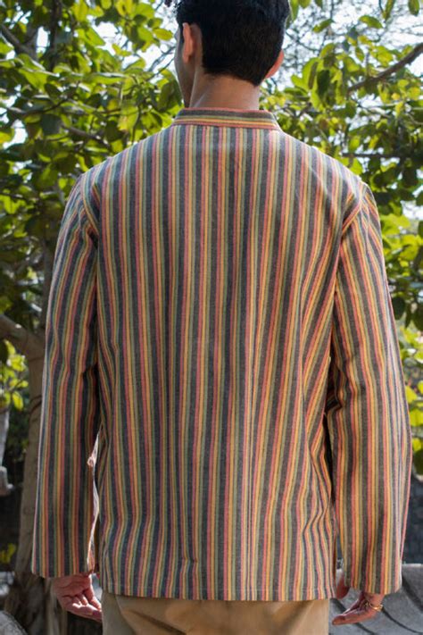 Rangsutra Dhaari Multi Color Striped Handwoven Full Sleeve Pure Cotton ...