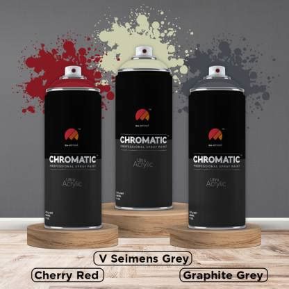 Chromatic Cherry Red, V.Seimens Grey & Graphite Grey Spray Paint 400 ml ...