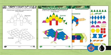 Dinosaur Tangram Puzzles French