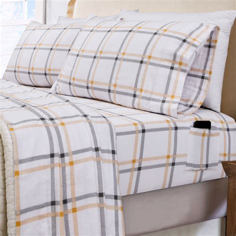 Sleepdown 100% Cotton Flannel Sheets Cal King Size Bed Sheets Set with ...