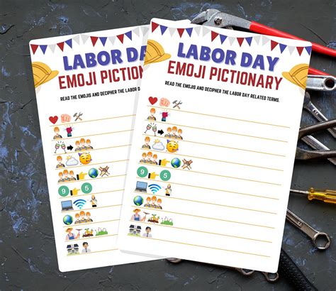 Labor Day Emoji Pictionary Game, Emoji Quiz, Career Game, Work Party ...