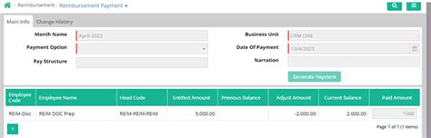 Reimbursement Adjustment
