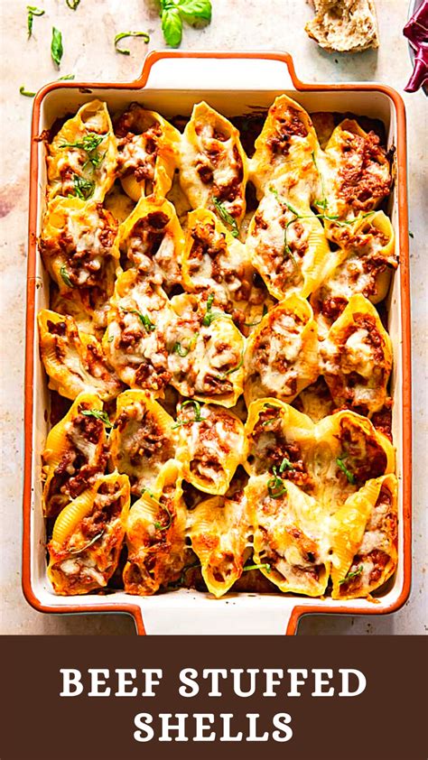 Beef Stuffed Shells | Stuffed shells recipe easy, Stuffed pasta shells ...