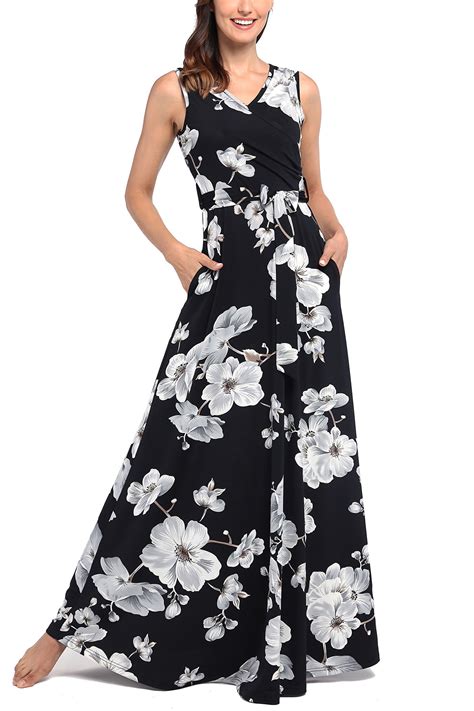 Comila Women's Summer V Neck Floral Maxi Dress Casual Long Dresses with ...