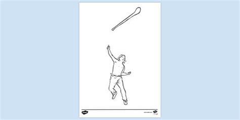 Boy Throwing Hurling Stick Colouring | Colouring Sheets