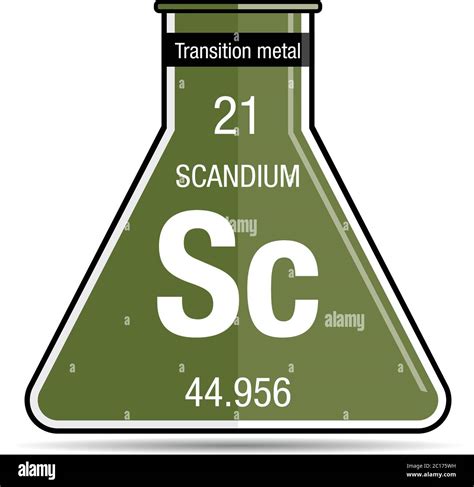 Scandium symbol on chemical flask. Element number 21 of the Periodic ...