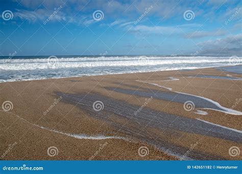 Wave Sea Water Overflowing into Santa Clara River Mouth Estuary in ...