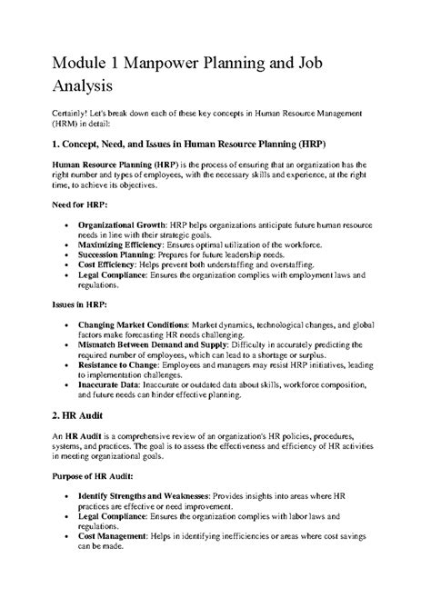 Human Resource Management (HRM) Final Exam Notes: Modules 1 & 2 - Studocu
