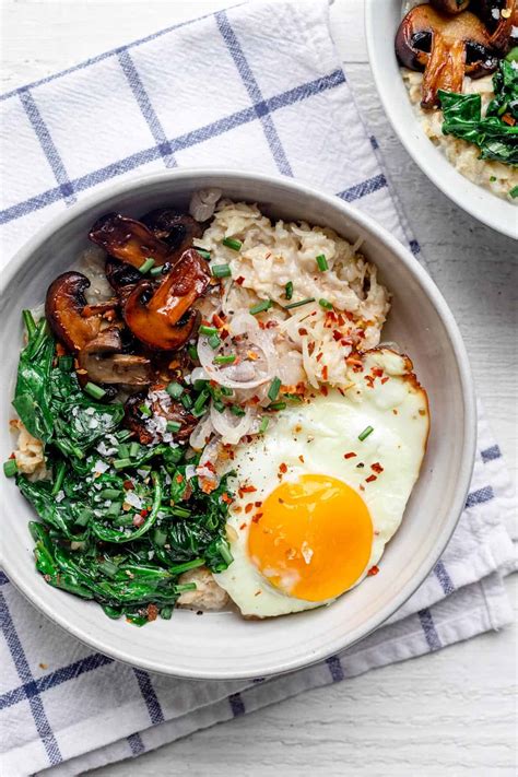 Savory Oatmeal Recipe with Veggies and Fried Egg