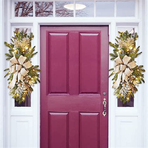 Buy Christmas Swags and Garlands with Lights Cordless Stairway Swag ...