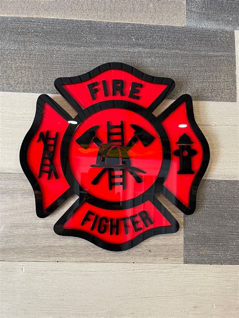 Fire Fighter Maltese/emblem Cross. 3d Looking Layered Acrylic Sign ...