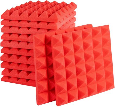 Cambik Acoustic Foam Wedge Shape Panels - 12x12x2 In, Music Studio ...
