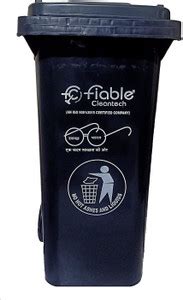 fiable cleantech Fiable Cleantech HDPE 120L Dustbin With Wheel Black ...