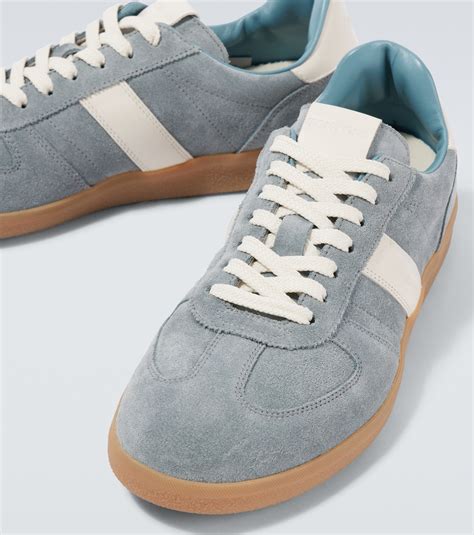 Archer leather-trimmed suede sneakers in blue - Tom Ford | Mytheresa