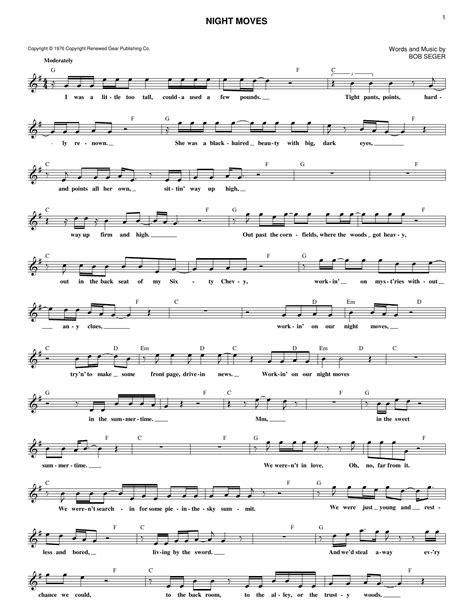 Night Moves By Bob Seger Easy Guitar Tab Guitar Instructor