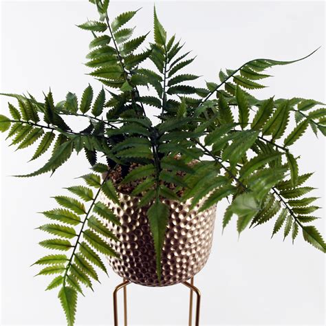 60cm Artificial Fern Plant with Metal Stand & Planter – Leaf Artificial ...
