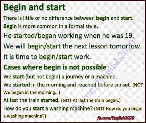 Difference Between Begin And Start Grammar at Alan Carl blog